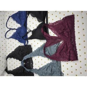 Victorias Secret Pink Lot of 5 LARGE Lacey Triangle Bralettes Bra Tops Tanks